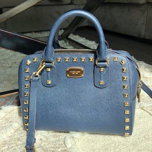 Michael Kors Leather Navy Studded Satchel
